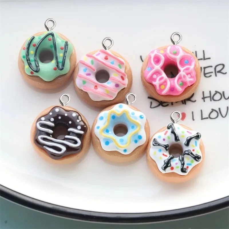 Women'S Bag - 10Pcs Resin Donut Charms Colorful Mini