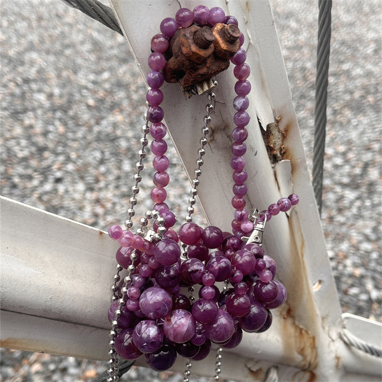 Women'S Vegan Bags - Girls Mini Purple Beaded Clutch Purse