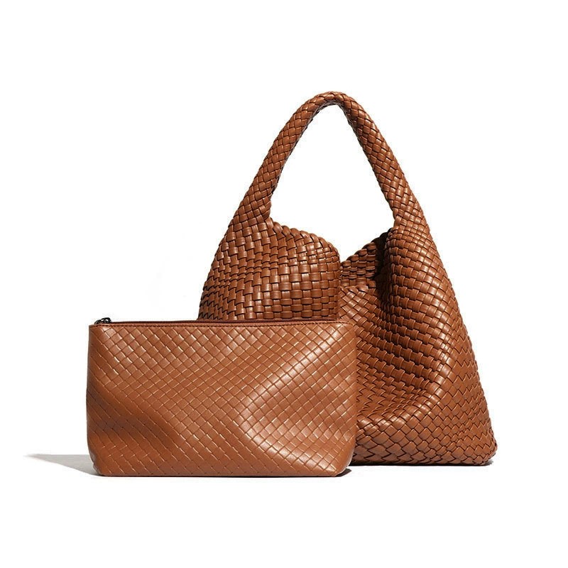 Women'S Vegan Bags - Women Woven Vegan Leather Tote Bag