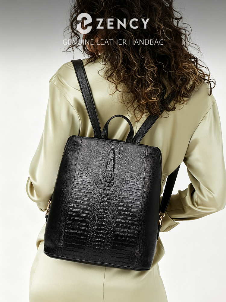 Women'S Bags For Work - Zency Women's Crocodile Leather Backpack 100%