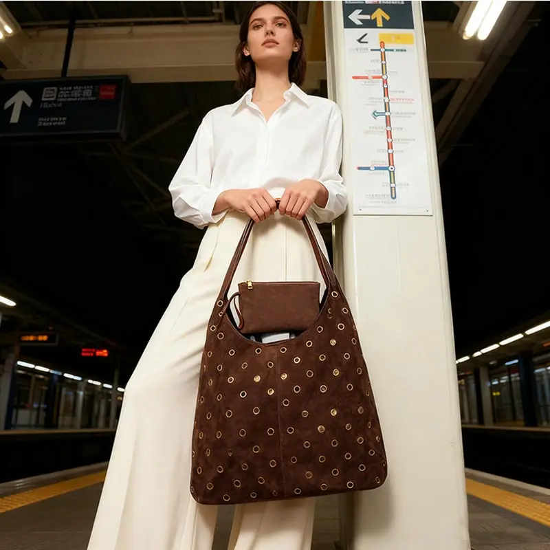 Suede Metal Studded Tote Bag w - Women'S Vegan Bags review and price