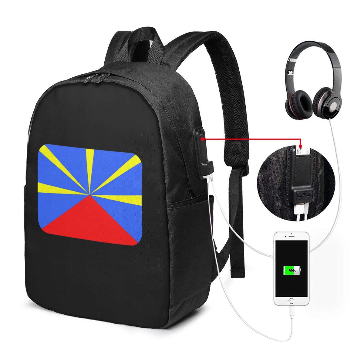 974 Reunion Island Flag Backpa - Women Bags For Travel review and price
